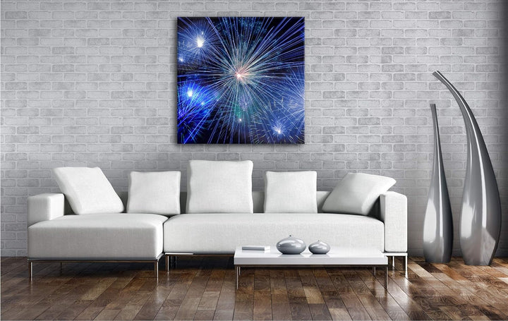deyoli Atemberaubendes Feuerwerk im Format: 60x60 als Leinwandbild, Motiv fertig gerahmt auf Echthol