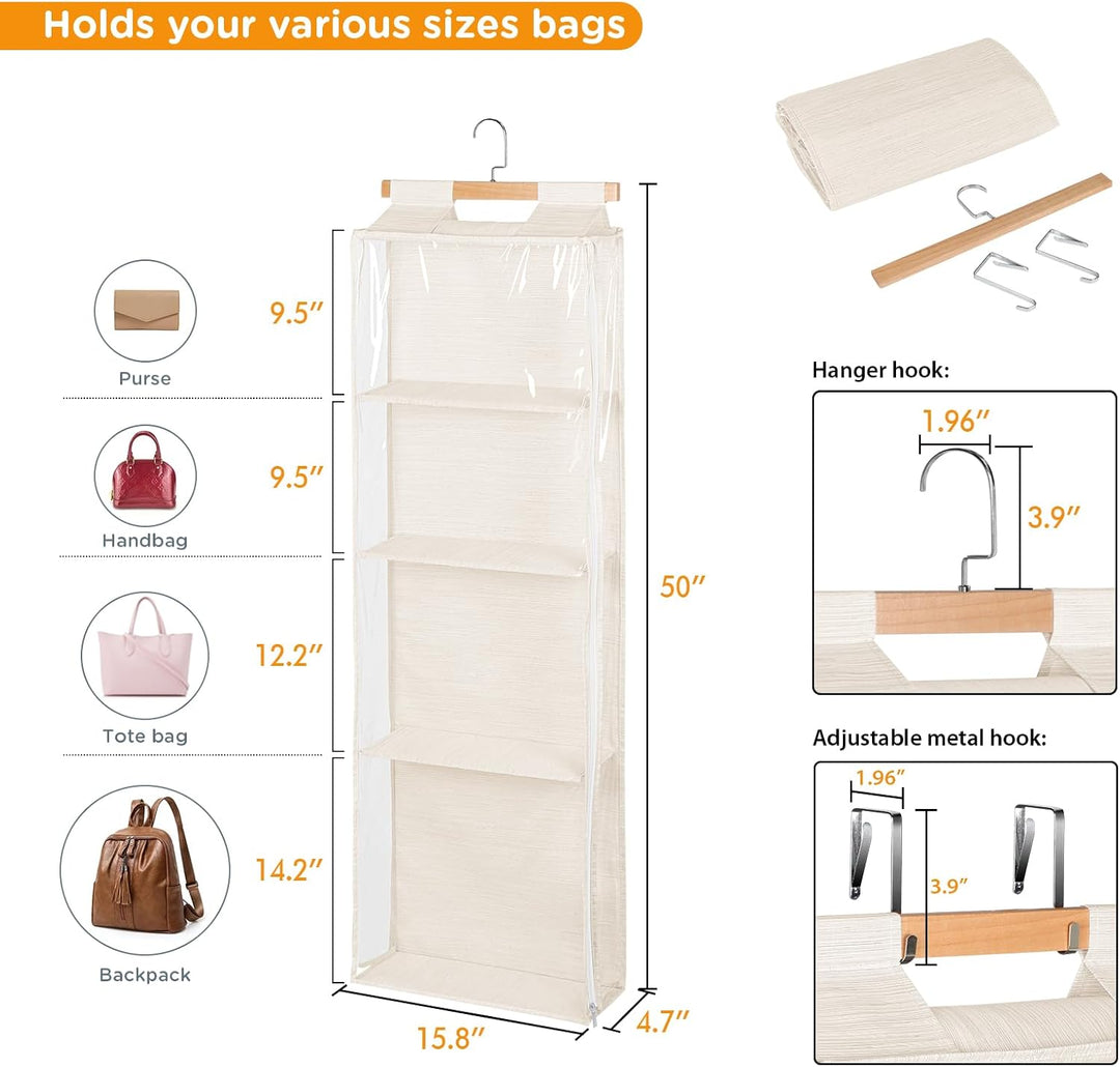 Syeeiex Hängend Handtaschen Aufbewahrung Organizer Mit zips, Kleiderschrank Organizer für Geldbörsen