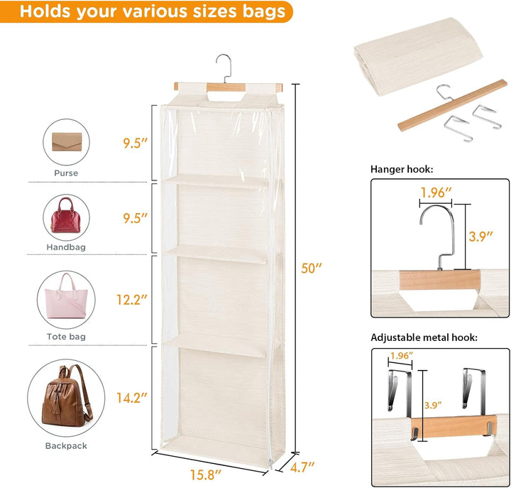 Syeeiex Hängend Handtaschen Aufbewahrung Organizer Mit zips, Kleiderschrank Organizer für Geldbörsen