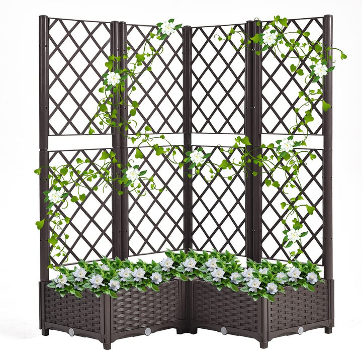 Mingone Rankgitter Hochbeet Pflanzgefäss Blumenkasten mit 3 Pflanzgefäss Wasserspeicher Balkonkasten