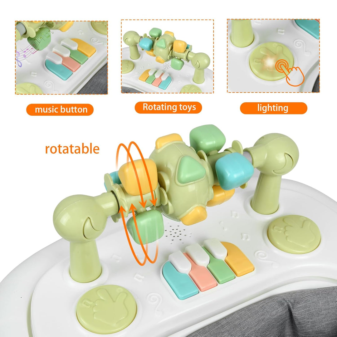 OHMG 4-in-1 Lauflernhilfe für Babys mit interaktivem Multiaktivitätstablett mit abnehmbarer Musik, h