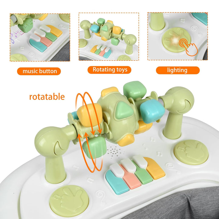 OHMG Babywalker Lauflernwagen, 5-in-1, Wippfunktion, Babywalker mit Rollen, Licht, Musik, Spielplatz