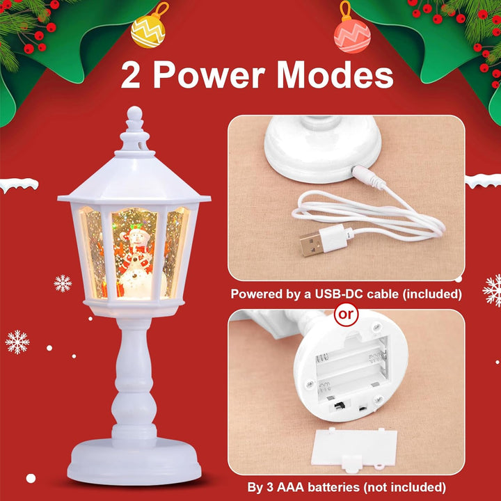 Shinybox Weihnachtsdeko Laterne, Schneelaterne Weihnachtskerze mit Musik, Weihnachten LED Deko, USB