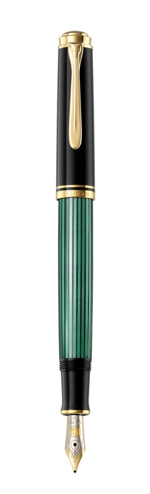 Pelikan Füllhalter Souverän 400, Schwarz-Grün, Feder M (mittel), hochwertiger Kolbenfüller im Gesche