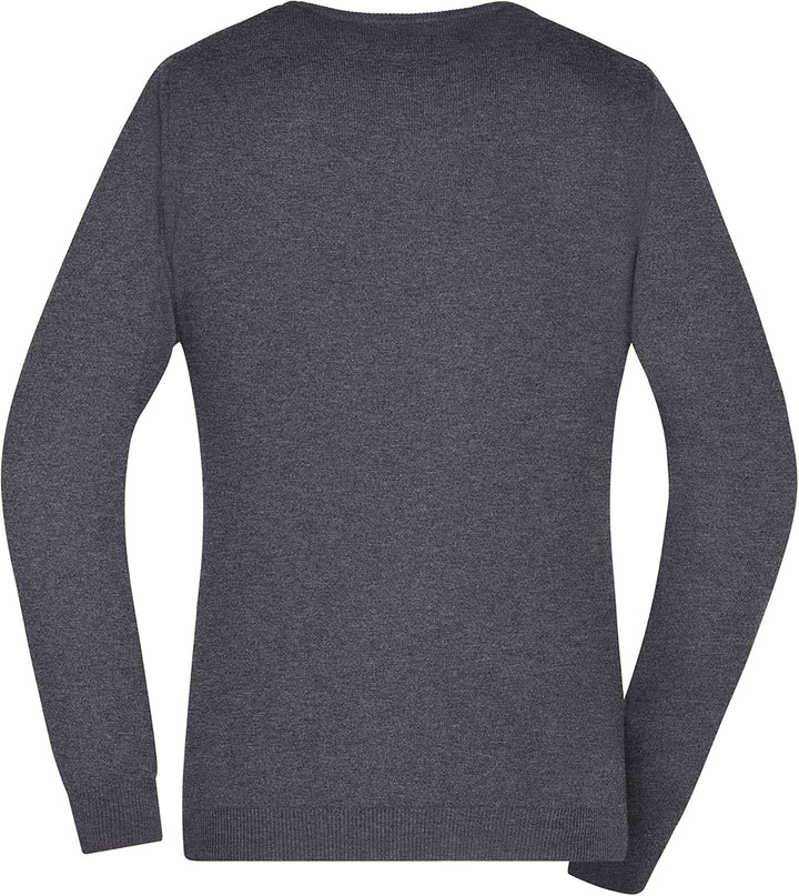 James & Nicholson Damen V-Pullover - Leichter Strickpullover in hochwertiger Ausführung XS Anthracit