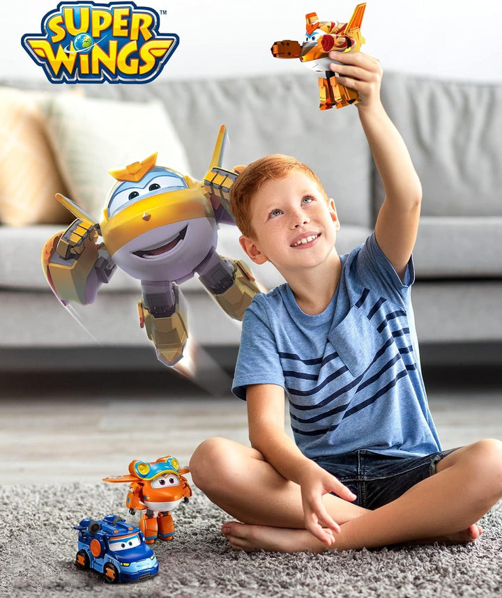 Super Wings Transforming Golden Boy, ca. 12.7 cm grosse verwandelbare Spiel-Figur, Spielzeug-Flugzeu