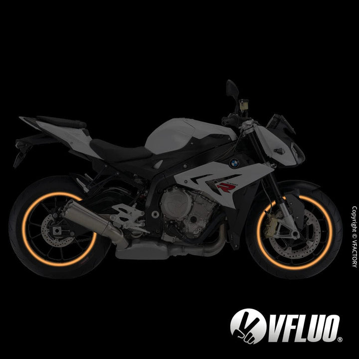VFLUO - Kit Reflektierende Felgenrandaufkleber Motorrad, Aufkleber für 1 Rad 3M™-Technologie™, 360°-