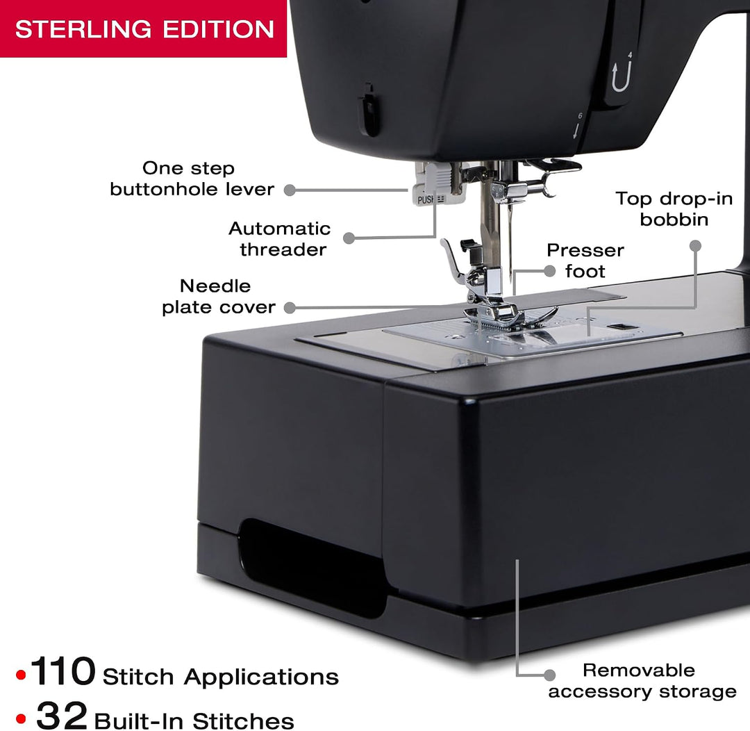 SINGER® Sterling Edition 4432 Robuste Nähmaschine mit Zubehörset | Leistungsstarker Motor mit verbes