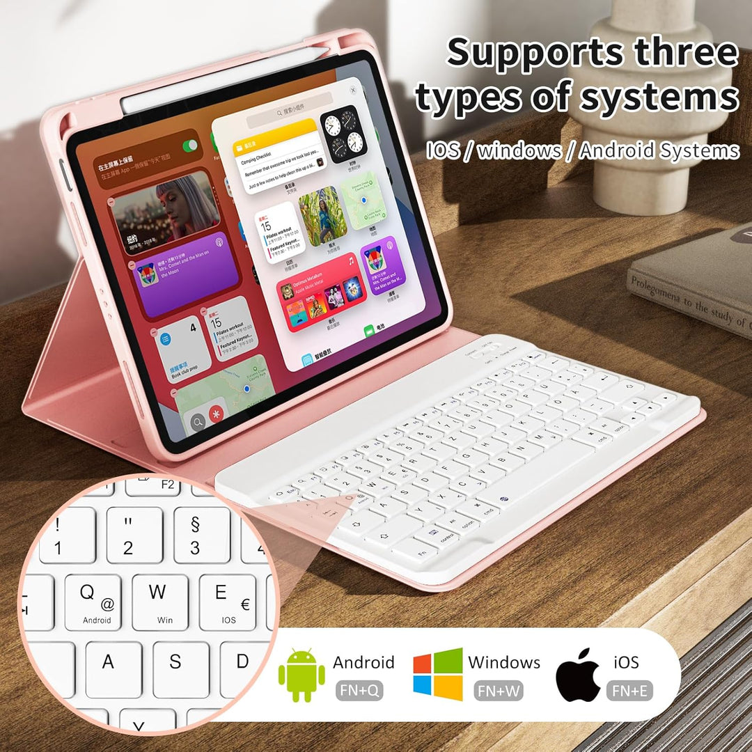 Hülle mit Tastatur für iPad (A16) 11 Zoll 2025/10. Generation 10.9 Zoll 2022, Deutsch QWERTZ Layout