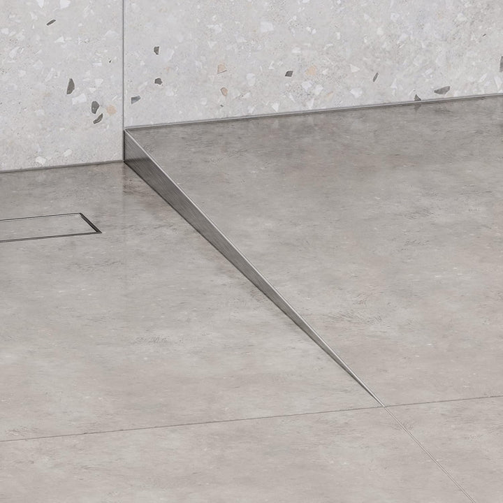 Aquabad Edelstahl Gefälleprofil Clive für begehbare Dusche 160cm, rechtsversion, Kantenhöhe 10mm 160
