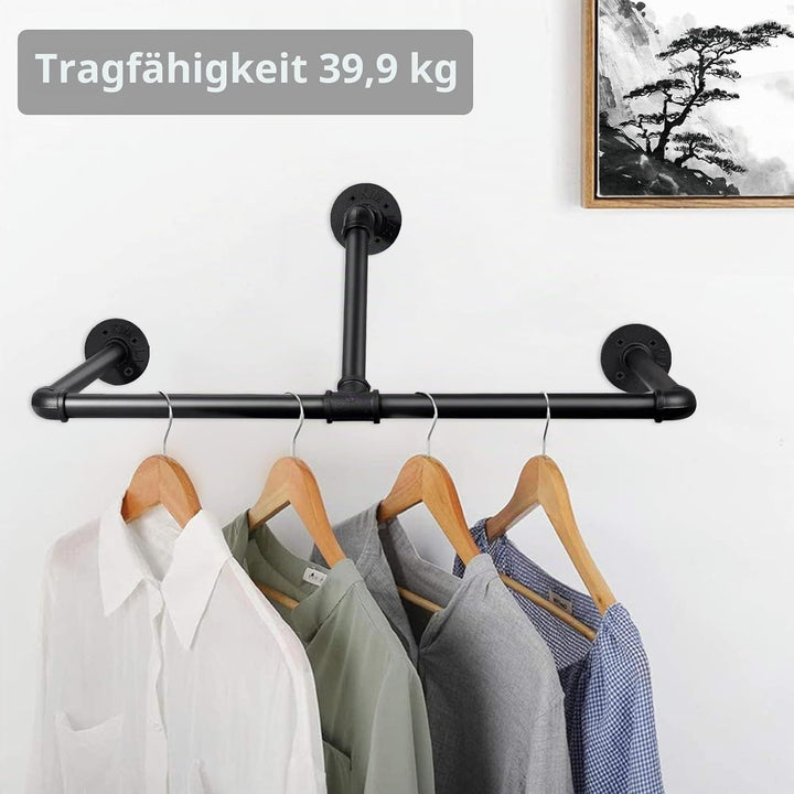 TANiCE Industrierohr Kleiderstangen 83cm Kleiderständer Wand Kleideraufbewahrung zur Wandmontage für