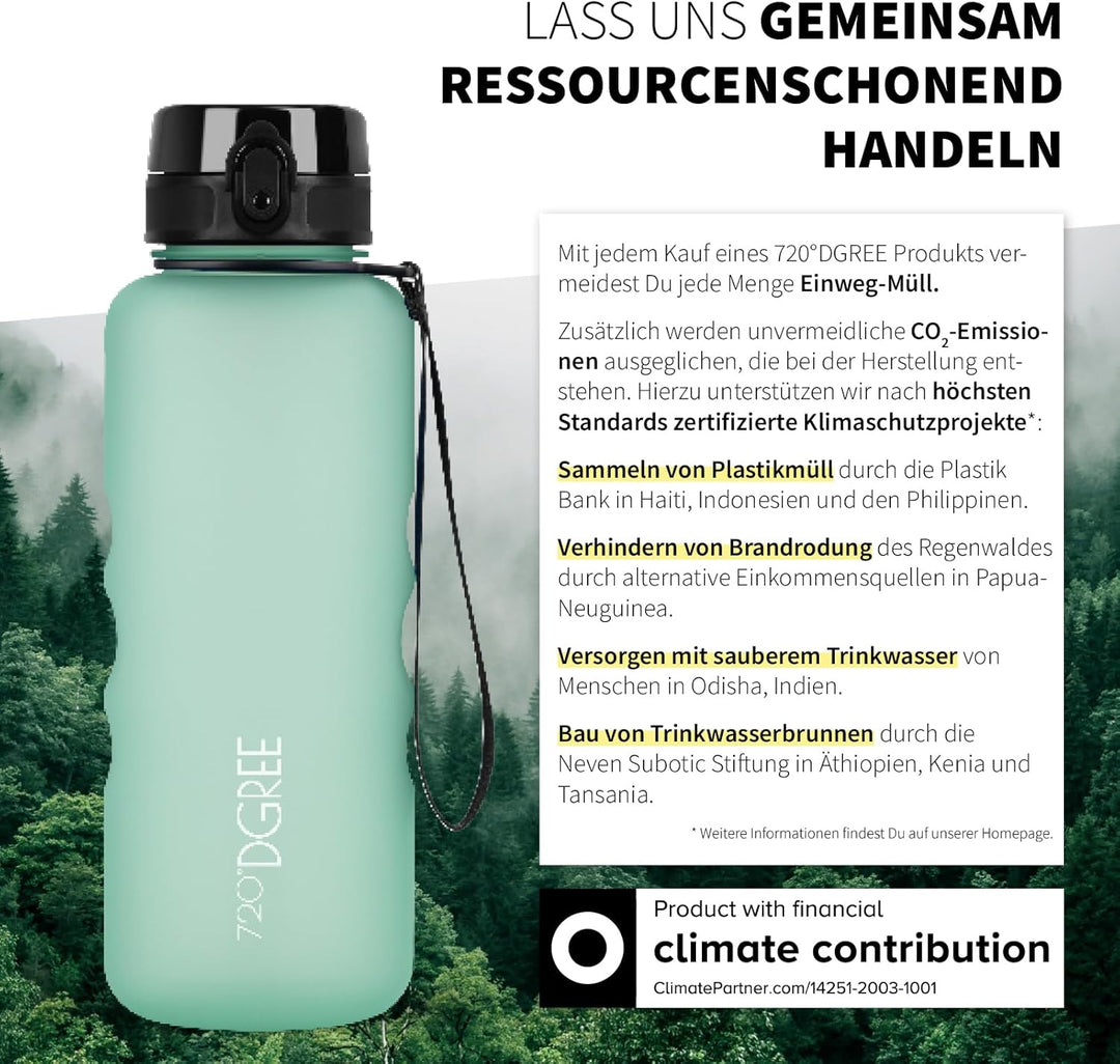 720°DGREE Trinkflasche “uberBottle“ 350ml, 500ml, 650ml, 1l softTouch +Früchtebehälter - Auslaufsich