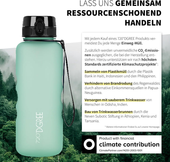 720°DGREE Trinkflasche “uberBottle“ 350ml, 500ml, 650ml, 1l softTouch +Früchtebehälter - Auslaufsich