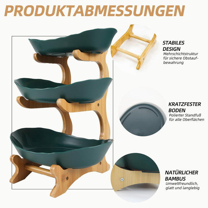 Tortenständer, mehrstöckige Obstschale, Küchenkorb, dekorative Schale für die Arbeitsplatte, dreistö