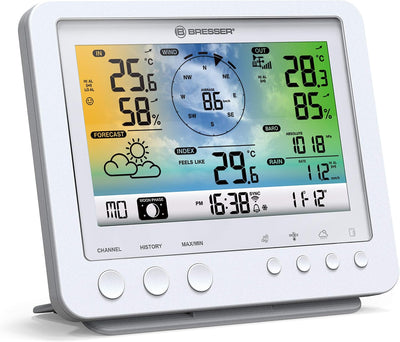 Bresser Wetterstation Funk mit Aussensensor WLAN Wetter Center 5-in-1 mit 5,7 Zoll Farb-Display und