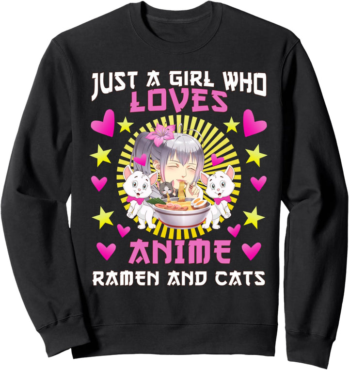 Niedlich Nur ein Mädchen, das Anime Ramen und Katzen liebt Sweatshirt