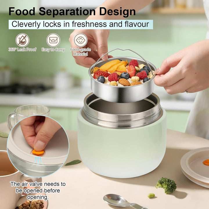 VINATO 1.2L Thermobehälter Für Essen Thermo Lunchbox Bento Box Erwachsene mit Edelstahl, Auslaufsich