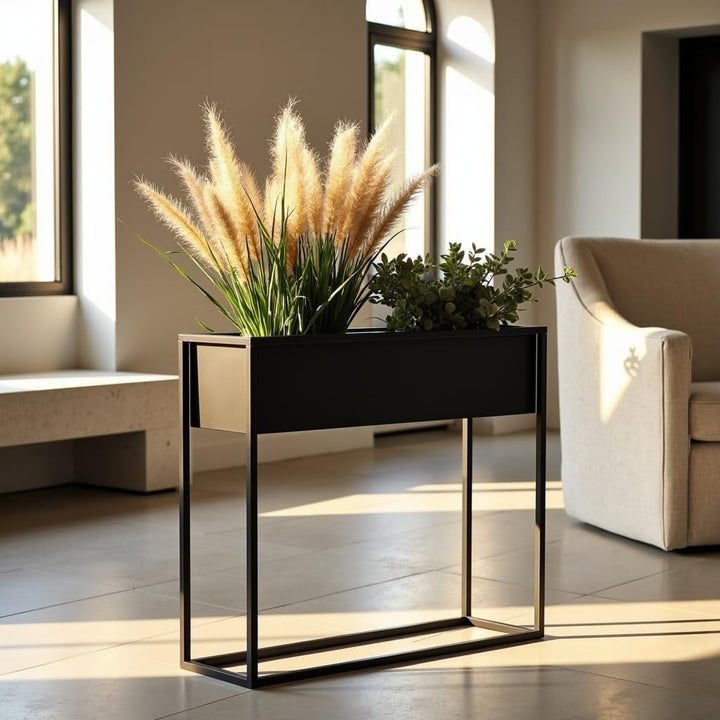 Pflanzenständer Petto - 80x21x60cm - Farbe Schwarz - für Zimmerblumen - Metallregal - Dekorativer Ti