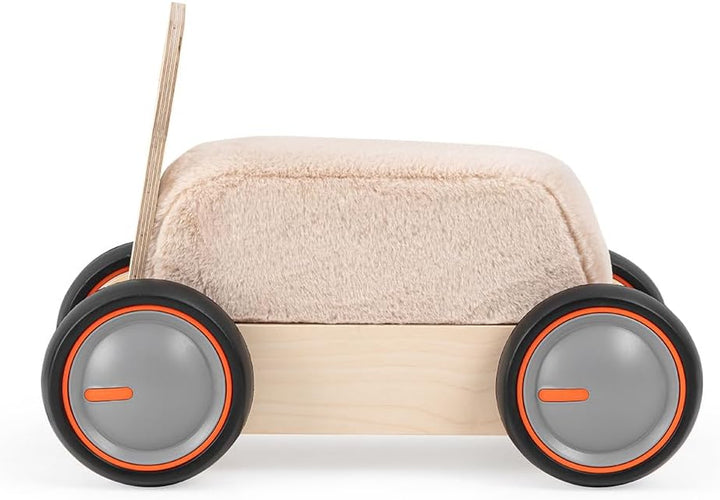 Mamatoyz 03DSBE DriveMe Soft Bear Vierrad-Aufsitz-Gehwagen aus Holz, ziehbarer 3-in-1-Spielzeughalte