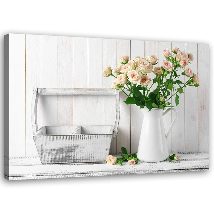 Feeby Bild auf Vlies Leinwand Rosen In Einem Krug 90x60 cm Kunstdruck Modern Wandbilder Deko Flur Wo