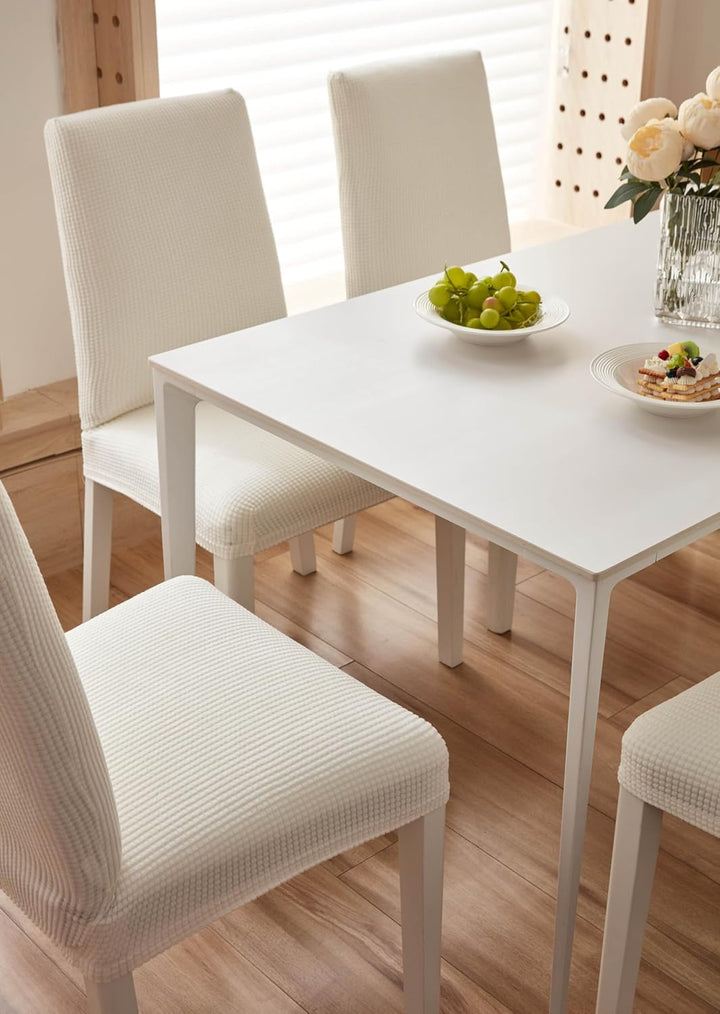 EBETA E Stuhlhussen 4 Stück, Elastische Stuhlbezug, Stretchhusse Stuhlüberzug Jacquard Hussen für Ho