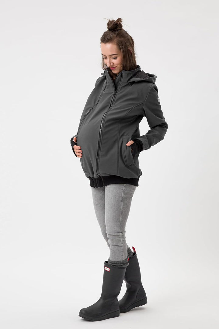 fun2bemum EVEREST 6in1 BACK/FRONT Softshell Jacke, Tragejacke, Babytragejacke,Schwangerschaftsjacke