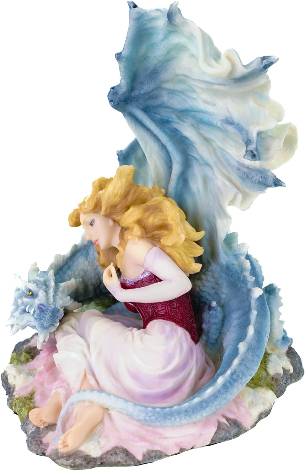 Dekofigur Dragonlove Mädchen mit weissem 19 cm Drachen Figur Frau Drache