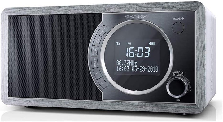 SHARP DR450 Digitalradio (DAB/DAB+/FM mit RDS, Bluetooth, Wecker-Funktionen, 6 Watt), grau Mono Digi