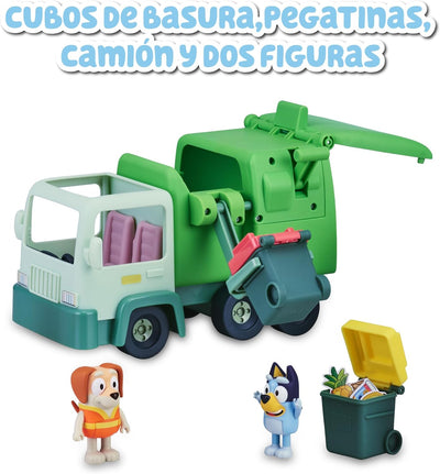 Bluey - Müllwagen, Spielzeug-LKW Zeichnung Serie, Welpen Figur und Zubehör, Lernspiel über Recycling