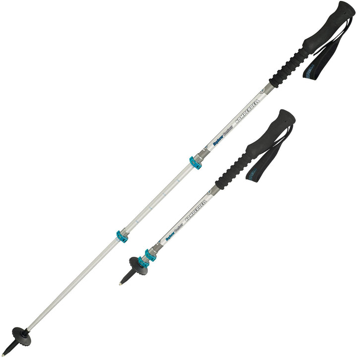 Komperdell Teleskopstöcke Explorer Contour Power Lock 105-140cm Teleskopstöcke Silber/Blau/Schwarz,