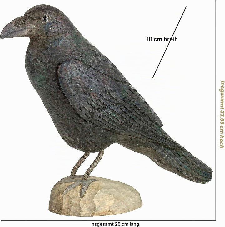 WILDLIFEGARDEN Wildlife Garden WG466 DecoBird Rabe - Handgeschnitzter Dekorative Vogel aus Holz - Gr