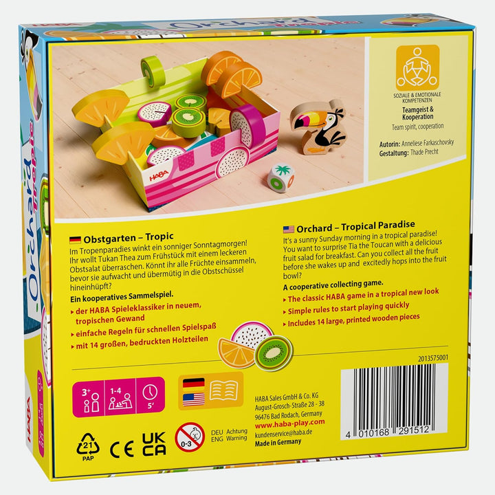 HABA Obstgarten Tropical – Tropisches Sammelspiel für Kinder ab 3 Jahren – Familienspiel rund um Frü