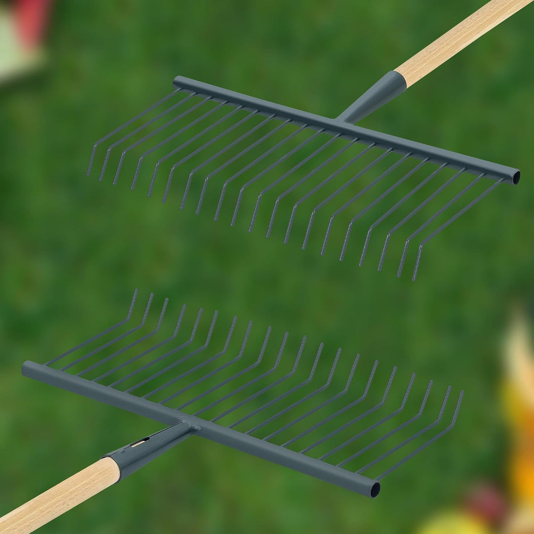 KOTARBAU® Laubfeger Gartenrechen aus Draht 420 mm mit Holzstiel 150 cm Rechen aus Stahl Fächerbesen