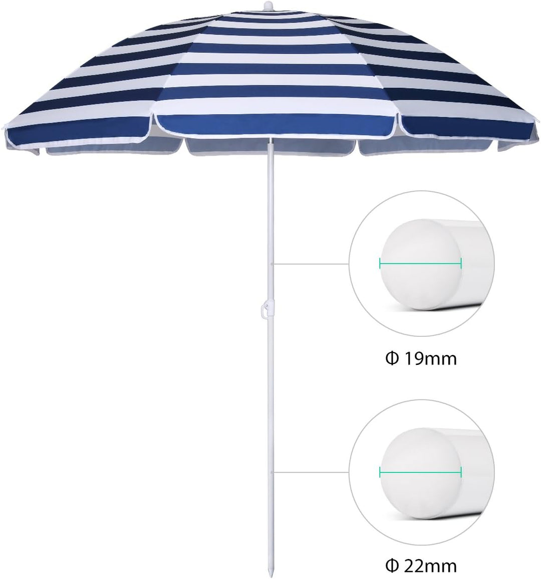 Sekey 160 cm Sonnenschirm Strand mit Schutzhülle für Balkon Garten & Terrasse Neigungswinkel und Höh