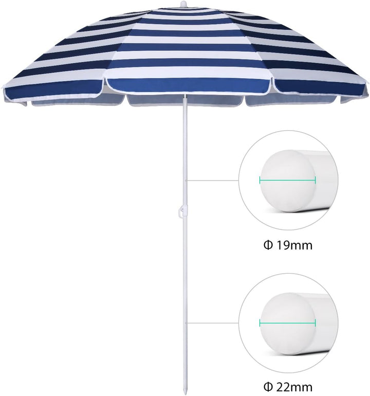 Sekey 160 cm Sonnenschirm Strand mit Schutzhülle für Balkon Garten & Terrasse Neigungswinkel und Höh