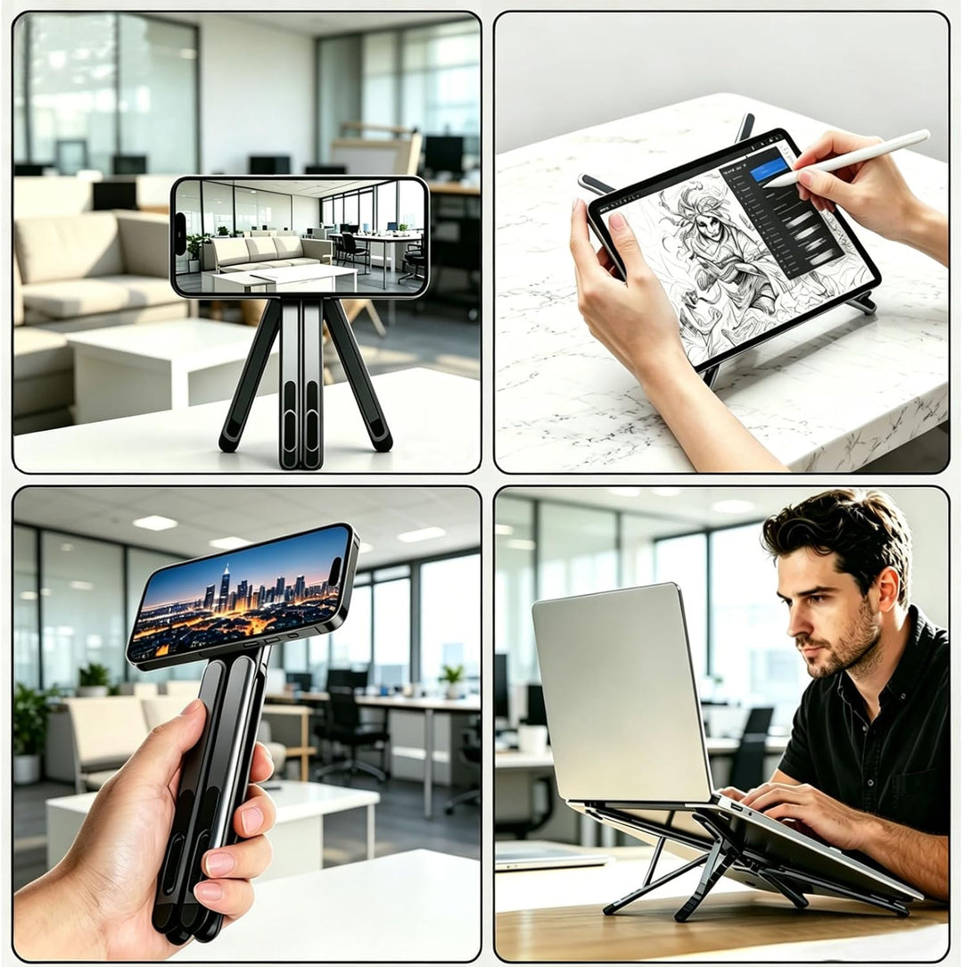 [Magnetischer] 3-in-1Laptopständer Tablet-Ständer Handy-Ständer Verstellbarer Reiseständer aus Alumi