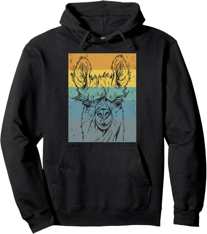 Retro Lama Vintage Alpaka Alpakakopf Geschenk Humor Fun Pullover Hoodie
