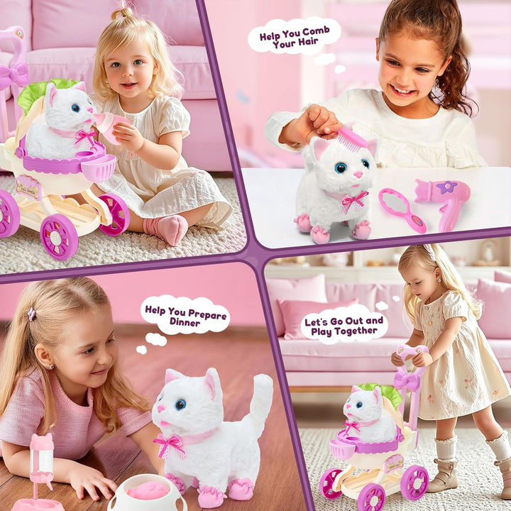 Tacobear Katzen Spielzeug Kinder 2 3 4 Jahre Kuscheltier Spielzeug Interaktives Haustier mit Elektro