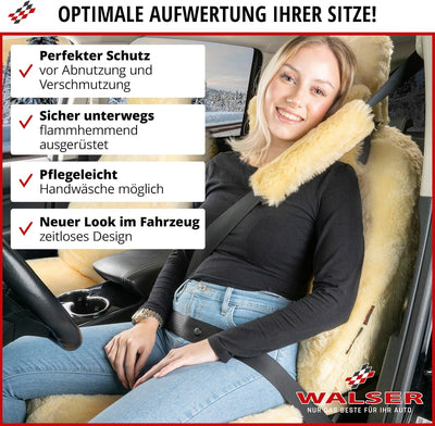 Walser Premium Lammfell Autositzbezug Maya, 100% Lammfell Sitzbezug für Auto, 1 Stück Lammfell Sitzb