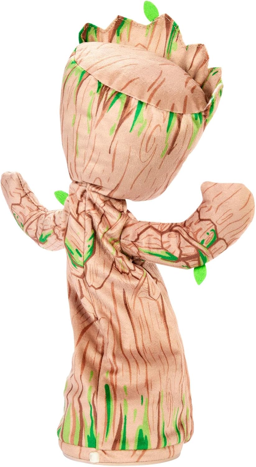 Mattel Marvel Plüschfigur, Tanzender Groot, englischsprachiges Kuscheltier, ca. 33 cm gross mit Gerä