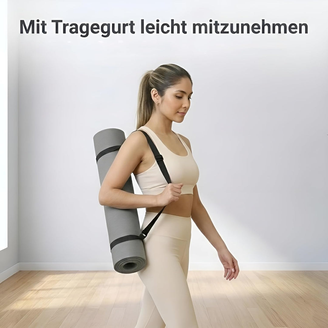 diMio Komfort-Gymnastikmatte Yogamatte in 185x60x1cm, 185x60x1.5cm, 185x90x1.5cm, 200x100x2 mit Trag