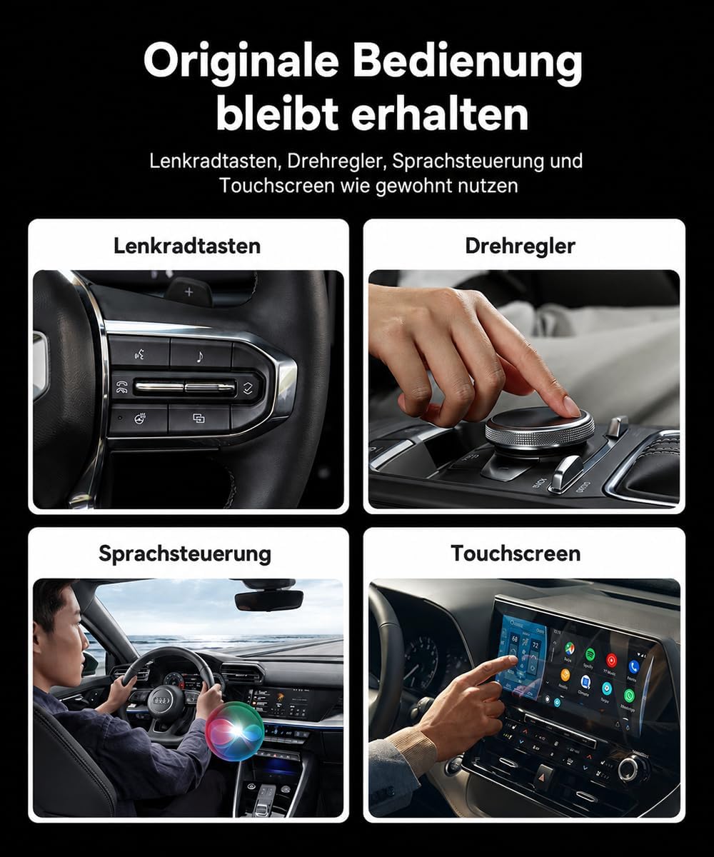 CarPlay Wireless Adapter, Kabelloser CarPlay &amp; Android Auto Adapter, USB Carplay Adapter mit Schnell