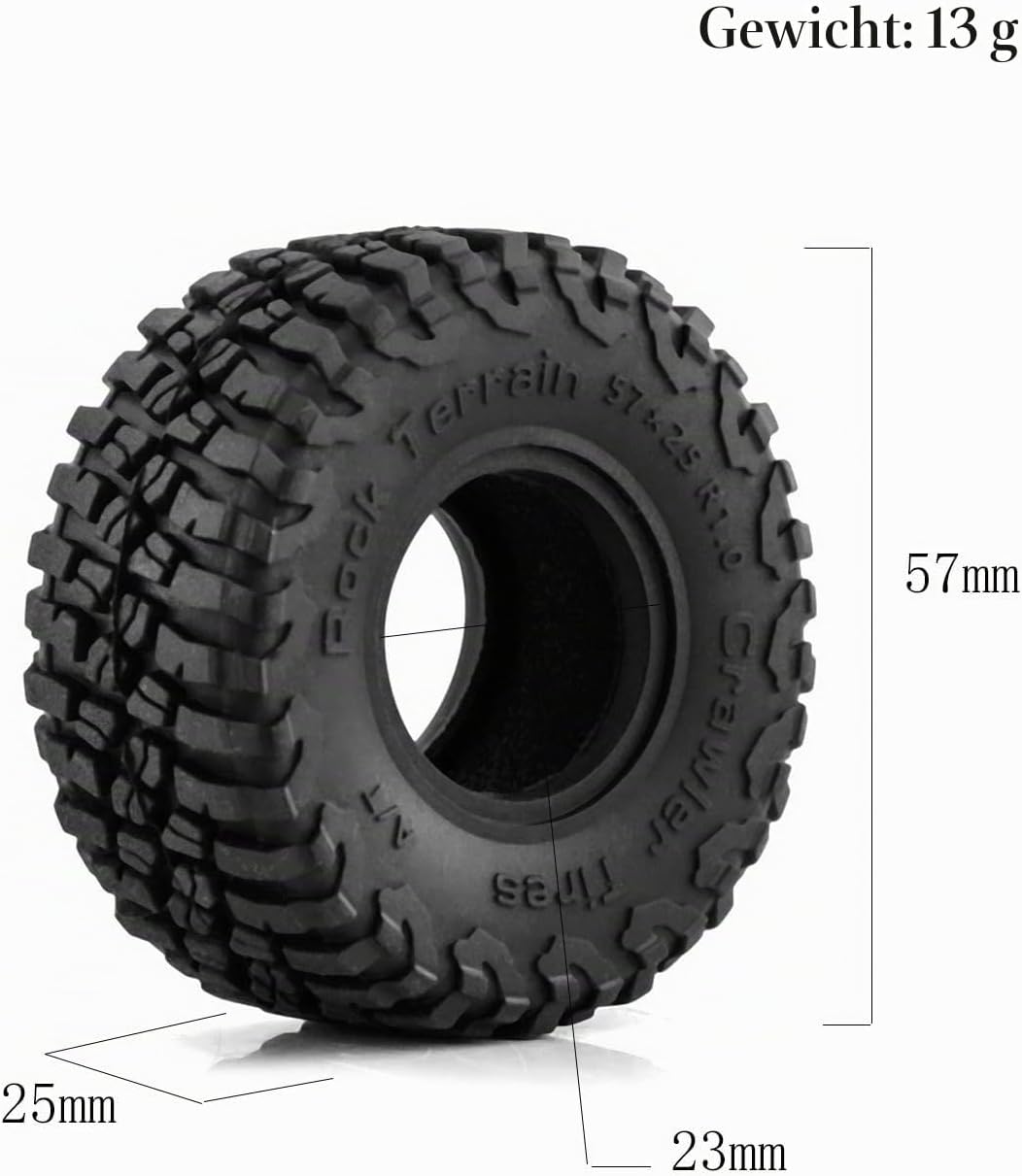 KEEDA 57mm RC Reifen und Räder, 1,0 Zoll Micro Beadlock Felge für 1/18 TRX4M 1/24 RC Crawler Car Axi