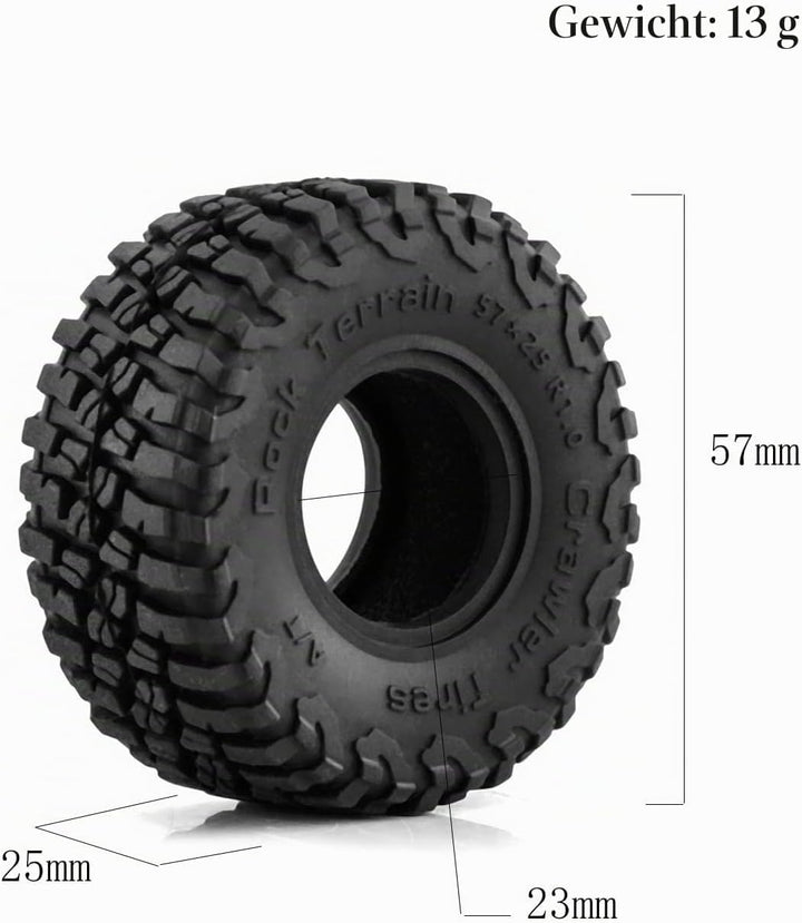 KEEDA 57mm RC Reifen und Räder, 1,0 Zoll Micro Beadlock Felge für 1/18 TRX4M 1/24 RC Crawler Car Axi