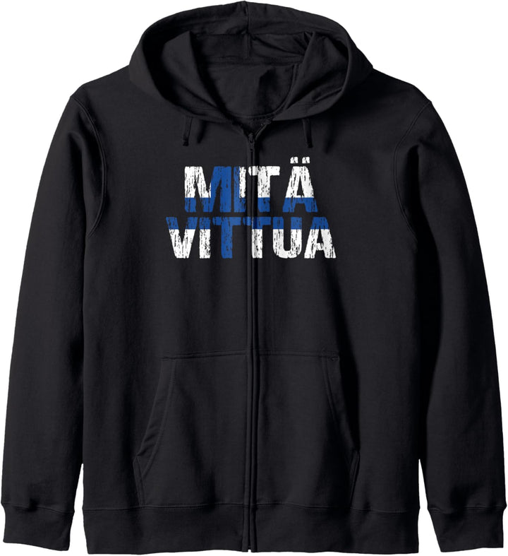 Mita Vittua Finnish Flag Finnland Suomi Distressed Kapuzenjacke