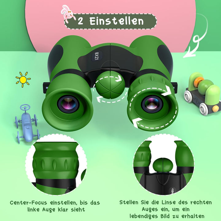 Fernglas Kinder Vergrösserung 8X21, Mini Fernglas Kinder Spielzeug ab 3-12 Jahre, Outdoor Spielzeug