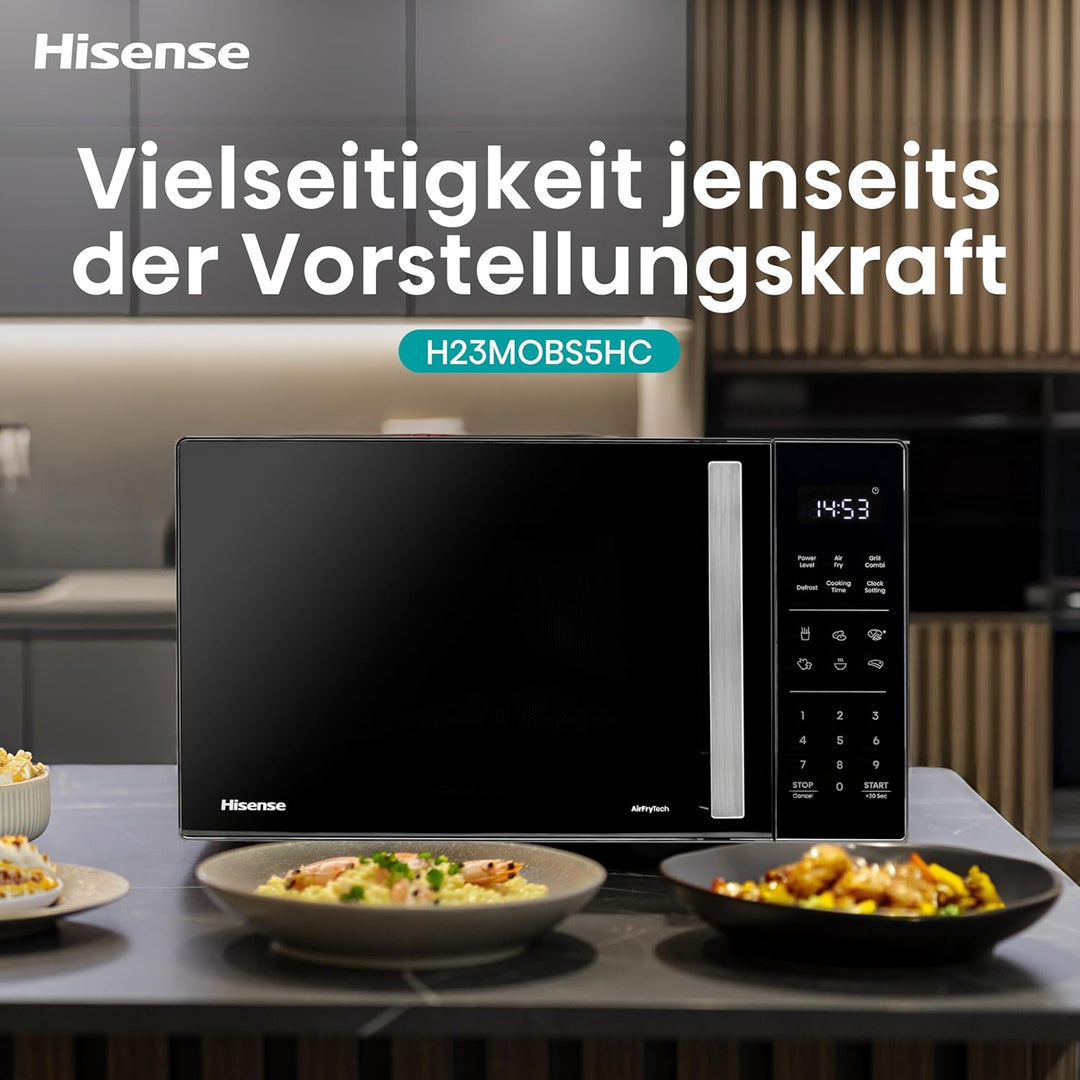 Hisense H23MOBS5HC Mikrowelle /23 L/900W/AirFry/4 in 1 Super Kombination/Memory Funktion/Mehrstufige