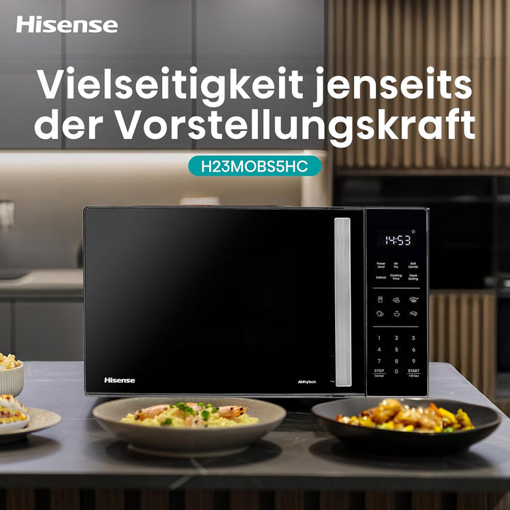 Hisense H23MOBS5HC Mikrowelle /23 L/900W/AirFry/4 in 1 Super Kombination/Memory Funktion/Mehrstufige