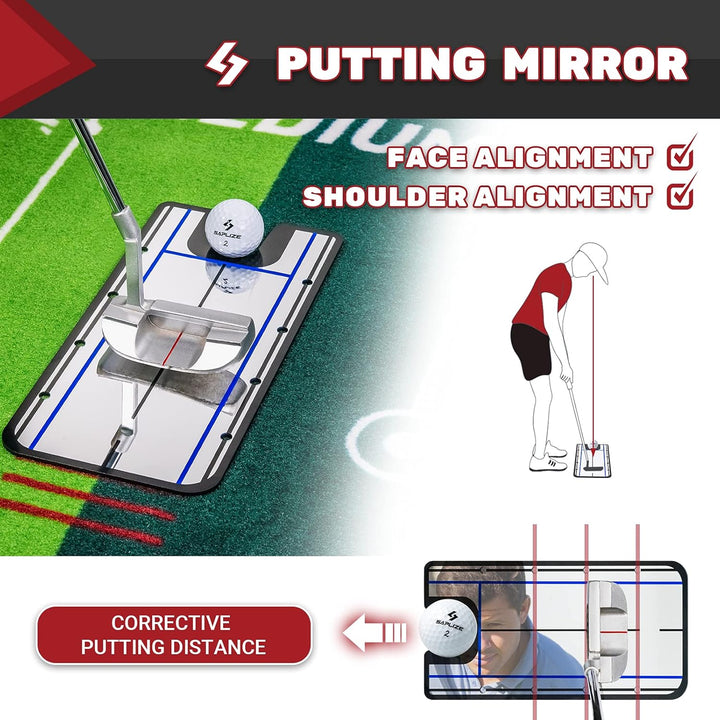 SAPLIZE Golf Putting Matte, Optionen von Bundle A (Trajectory Tracing, mit Mehreren Trainingsmodi) o