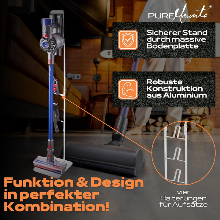 PureMounts, Staubsauger Standfuss kompatibel mit Dyson V6 Pro, V7, V8, Absolute, V10 Total Clean, To